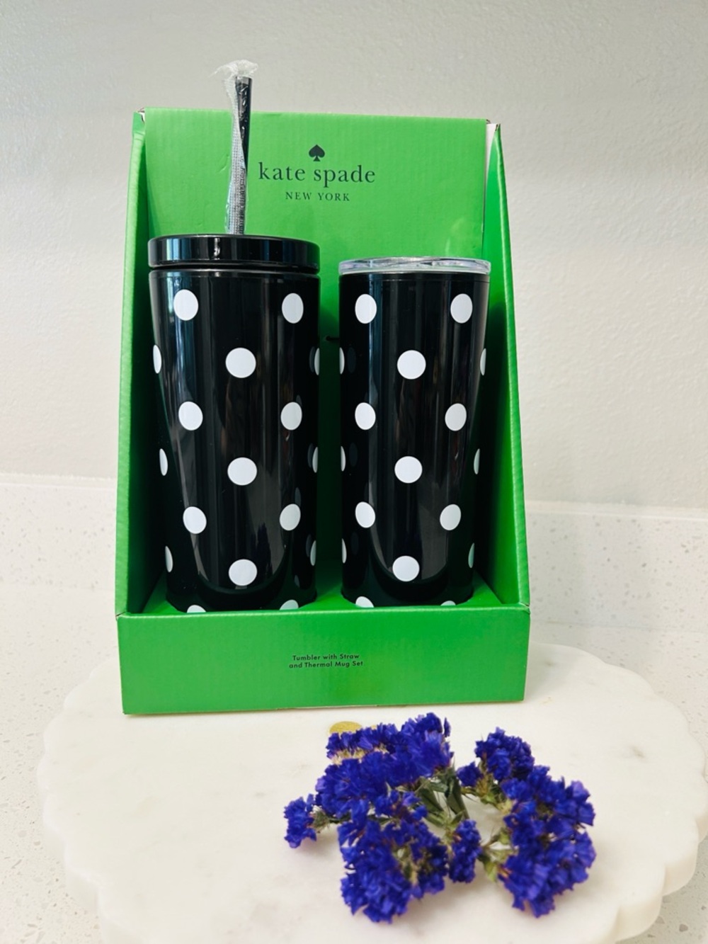 🆕♠️ Kate Spade New York Polka Dot Tumbler Set NWT